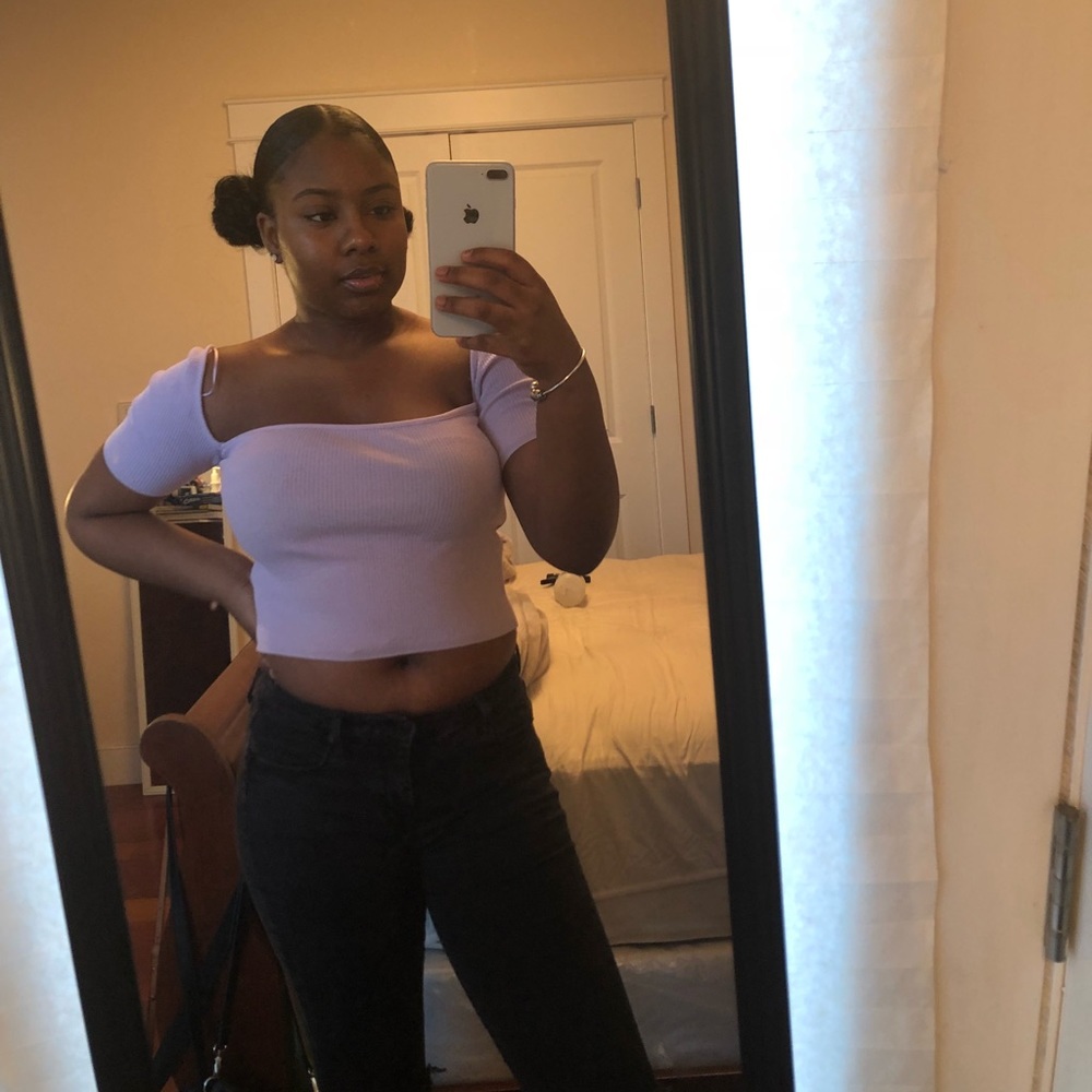 Light purple off the shoulder top